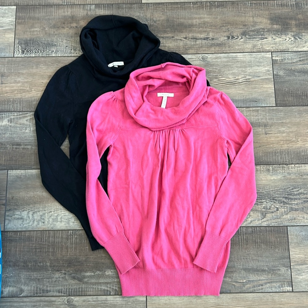 Lot of 2 Old Navy Maternity Cowl Neck Sweaters XS Black, Pink